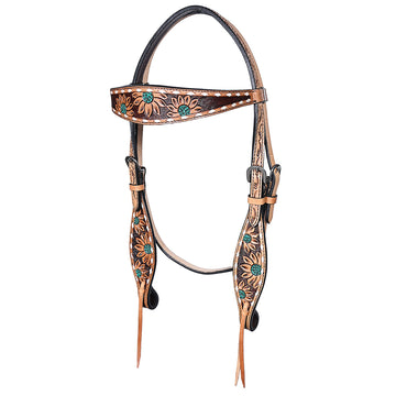 Hilason Horse Floral Hand Painted American Leather Breast Collar Headstall Brown